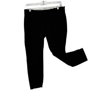 J Crew Minnie Crop Pants 6 Black Mid Rise Stretch Twill Skinny Side Zip Preppy